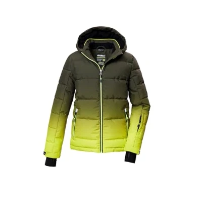 Afbeelding van killtec jongens ski jack/gewatteerd jack met capuchon en sneeuwvanger KSW 382 BYS QLTD JCKT, lime, 128, 42453 000