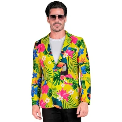 Afbeelding van Widmann Hawaii &amp; Carribean Tropisch Kostuum Tropicana Bloemen Colbert Man Geel, Groen XXL Carnavalskleding Verkleedkleding