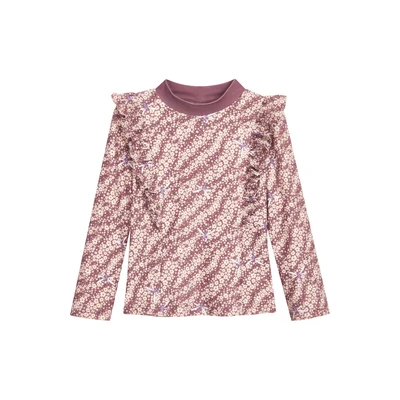Afbeelding van Playshoes UV beschermingsshirt met Lange mouwen, mouwen violet bloemetjes, 62 68