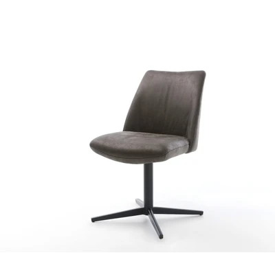 Afbeelding van DELIFE Draaistoel Elso Flex microvelours antraciet vintage kruispoot zwart 360 draaibaar pocketveer kern