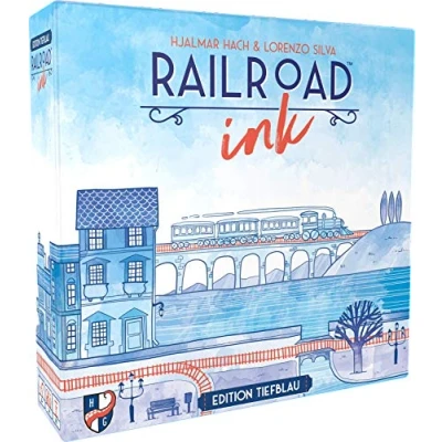 Afbeelding van Railroad Ink: Edition diepblauw Horrible Guild Duits dobbelspel voor 1 6 personen vanaf 8 jaar, blauw
