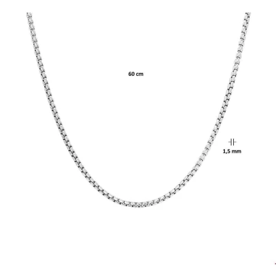 Afbeelding van Zilver Gerhodineerde Collier venetiaans bol 1 1329058 60 cm