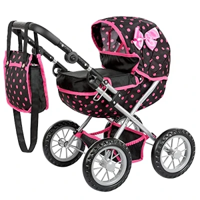 Afbeelding van Kinderplay Poppenwagen vanaf 2 jaar, kinderwagen poppen lichte en stabiele constructie, kinderpoppenwagen 3 in hoogte verstelbaar van 33 tot 63 cm, KP0262G