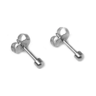 Afbeelding van Caflon 3mm titanium oorknopjes voor oorschieter hypoallergeen steriel verpakt zilverkleurig met mini bolletje