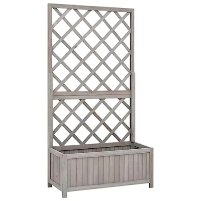 Afbeelding van vidaXL Latwerkplantenbak 70x30x135 cm massief vurenhout grijs