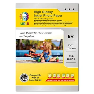 Afbeelding van MR.R 260g/m² 100 vel 5R formaat enkelzijdig glanzend inkjet fotopapier inkjetprinter Direct droog, waterdicht, helderwit