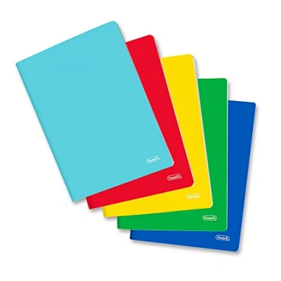 Afbeelding van Favorit Notitieboeken A4, eenkleurig deksel, 5 stuks, liniatuur 4 mm, papier 80 g/m², rood, geel, blauw, groen, turquoise