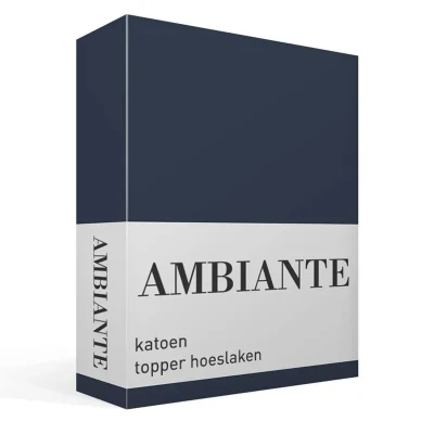 Afbeelding van Ambiante Cotton Uni topper hoeslaken Lits jumeaux (160x200 cm) Donkerblauw