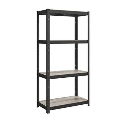 Afbeelding van SONGMICS Staande boekenkast, opbergrek, 4 planken, verstelbaar, 40 x 80 160 cm, belastbaar tot 520 kg, voor keuken, woonkamer, greige zwart GLR044B21