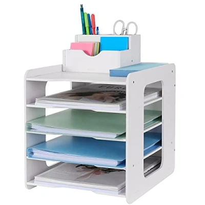 Afbeelding van Brievenlade papier organizer, bureau opgeruimde organizer bestand documenthouder A4 papieren archiefladen voor thuiskantoor school (5 lagen)