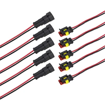 Afbeelding van CNLW 5 Sets AMP 1.5 Serie 2 Pin 10 cm Lijn Connector Harnas Mannelijke En Vrouwelijke Automotive Waterdichte Montage