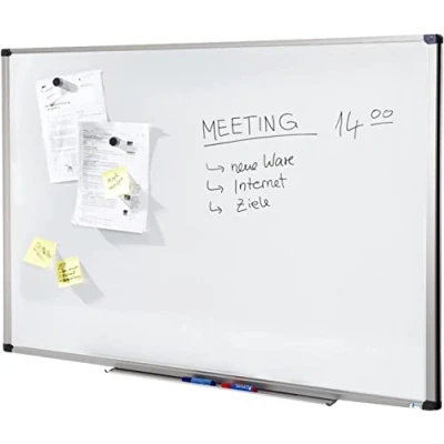 Afbeelding van MOB Presentatiebord Testcijfer 1,5 (MOB whiteboard Economy) met aluminium frame magnetisch &amp; beschrijfbaar 60 x 90 cm gelakt wit