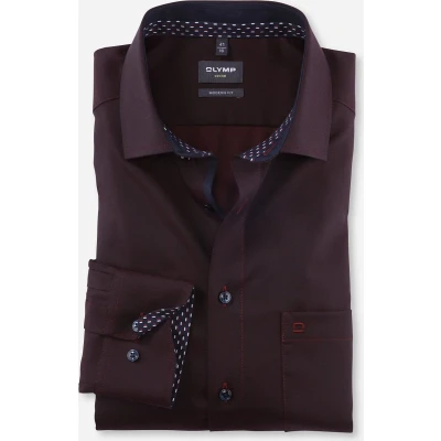 Afbeelding van OLYMP Overhemd M7 Luxor Modern Fit Mouwlengte 7 rood extra lange mouwen effen