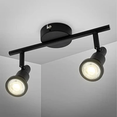 Afbeelding van B.K.Licht Badkamer Plafondlamp opbouwspots draai en kantelbaar IP44 badkamerverlichting incl. 2x 4.8W GU10 3.000K