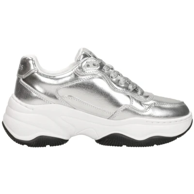 Afbeelding van Guess Hapyy Laminata Sneakers laag, Dames, Maat: 40, Argento Leer/ synthetisch