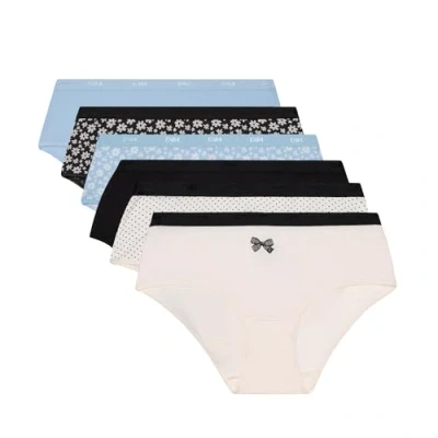 Afbeelding van DIM Les Pockets van katoen, stretch, kleurrijk, 6 stuks, Sunday Bloom/zwarte strik, dames, Bloom set, zwarte M