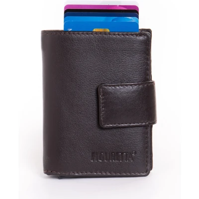 Afbeelding van Figuretta Cardprotector Leren Portemonnee met RFID Bescherming Bruin