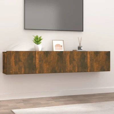 Afbeelding van Tv meubelen 2 st 80x30x30 cm bewerkt hout gerookt eikenkleurig