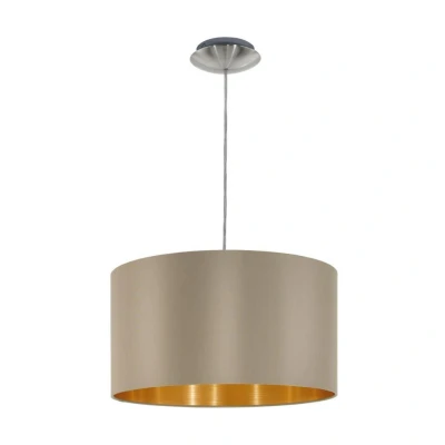 Afbeelding van EGLOÂ MaserloÂ Â HanglampÂ 1Â LichtsÂ Ã ̃38cmÂ Nikkel MatÂ Taupe,Â Goud