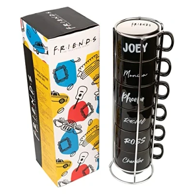 Afbeelding van Grupo Erik STAZ001,Officiële Friends Set van 6 Koffiekopjes Stapelbaar Met houder Espresso Kopjes Originele Koffiekop Design koffiekop,6 stuk (pak 1)