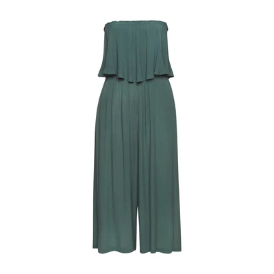 Afbeelding van Vivance Bandeau jumpsuit van gekreppte viscose, elegante met volant en zakken