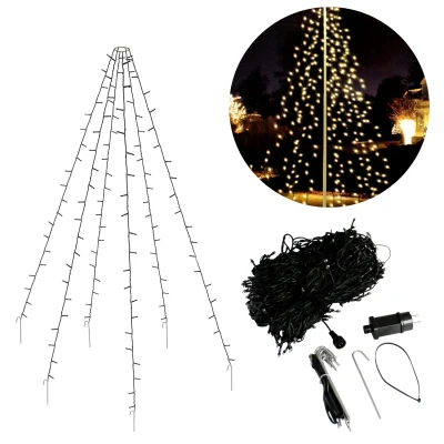 Afbeelding van Cheqo® Vlaggenmast Verlichting Lichtketting Kerstverlichting Kerstboom 360 LED&#039;s 8 Meter