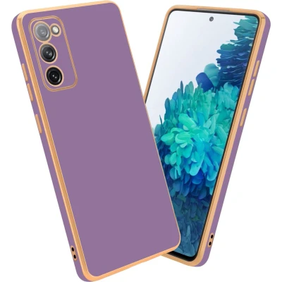 Afbeelding van Cadorabo Hoesje geschikt voor Samsung Galaxy S20 FE in Glossy Paars Goud Beschermhoes Case Cover van flexibel TPU silicone en met camerabescherming