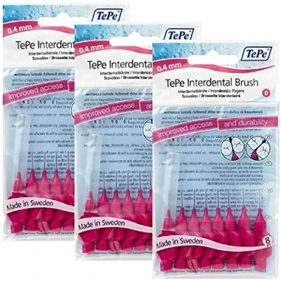 Afbeelding van TePe Interdentale borstels, 3 x 8 stuks, roze, 0,4 mm