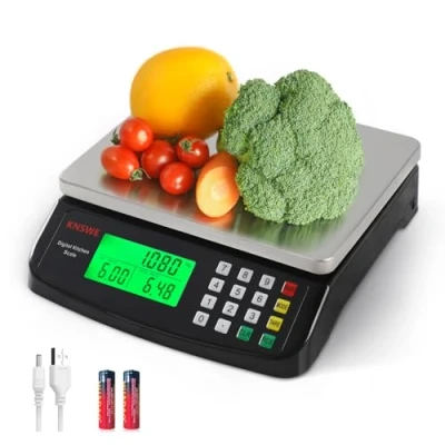 Afbeelding van KNSWE voedselweegschaal 40kg grote digitale weegschaal keuken roestvrij staal gewicht 3 eenheden voor bakken koken maaltijd bereiden koffie tarra functie nauwkeurige telling en LCD display