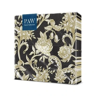 Afbeelding van PAW Papieren Servetten 3 laags (33 x 33 cm) I 20 Stuks Gedrukt met Inkt op Waterbasis Bruiloft Decoratie Ideaal voor Bruiloften, Huwelijken, Communies Kleur: Baroque Flowers