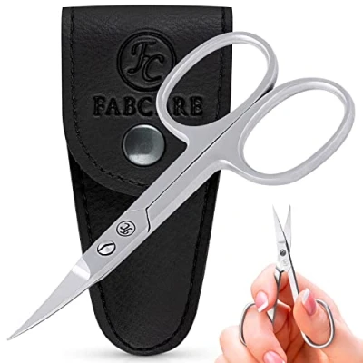 Afbeelding van FABCARE Professioneel nagelschaartje incl. Etui &amp; E book innovatieve microvertanding extra scherp met gebogen kniprand