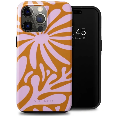 Afbeelding van Apple iPhone 15 Pro Max Hoesje Kunststof Selencia Hardcase/Backcover Modern Bloom Pink Telefoonhoesje