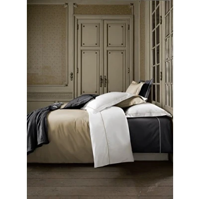 Afbeelding van Dekbedovertrek De Witte Lietaer Bumblebee White Vision Taupe Percal 260 x 200 / 220 cm Extra Breed