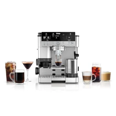 Afbeelding van Ninja Luxe Premier 3 in 1 Koffiezetapparaat, Latte, Cappuccino, Cold Brew &amp; Espressomaker, Ingebouwde Bonenmaler melkschuimer, Gebruiksvriendelijk, 4 Automatische Opschuimstanden, Zilver, ES601EU