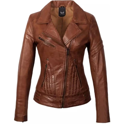 Afbeelding van Leren jas dames cognac Rano 58