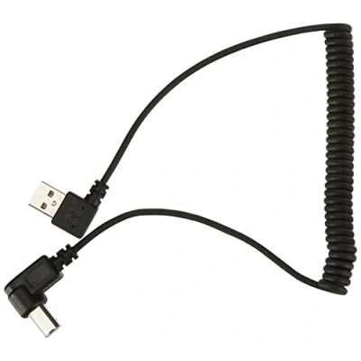 Afbeelding van System S USB A stekker 90 graden links, gebogen naar type B rechtshoek adapter spiraalkabel 35 80 cm