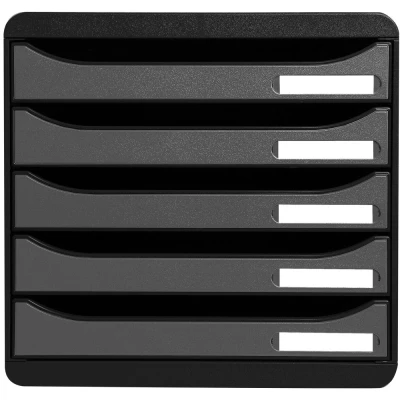 Afbeelding van Exacompta ref. 309738D Ladebox Bureau kantoor BIG BOX PLUS met 5 laden voor A4+ documenten Afmetingen: Diepte 34,7 x Breedte 27,8 Hoogte 27,1cm Zwart/Zilver