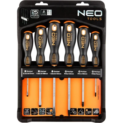 Afbeelding van NEO TOOLS 04 213 Boutuitdraaierset 6 0.5 x 3.0 75mm, 1.0 5.5 100mm, 1.2 6.5 125mm, PH2 PH1 PH0 75mm