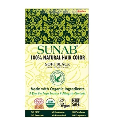 Afbeelding van Radico 100% NATURAL SUNAB Soft Black Natuurlijke BIO Organic 9 Kruiden Haarverf Zonder Ammoniak. Ammonia. PPD. PTD. Peroxide. Waterstofperoxide etc. o.a. Henna. met ECOCERT 100g