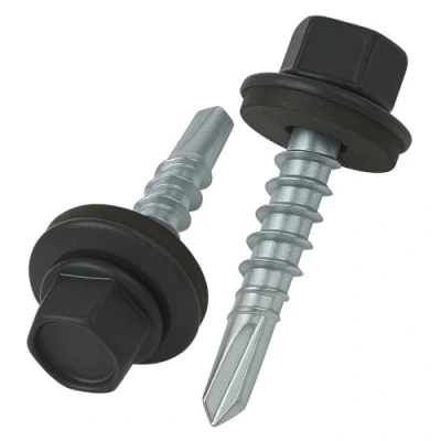 Afbeelding van 4.8 mm x 25 Dakschroeven, Zeskantkop, Zelfborend, Meerkleurig (RAL 7016 Antracietgrijs) Schroeven Met EPDM Afdichtring, Roestbestendige Verzinkte Geharde schroef (50 Stuk)