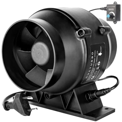 Afbeelding van DUCTURBO Buisventilator, 100 mm, regelbaar, 275 m3/u, plastic inline kanaalventilator, afvoerventilator, ideale buisventilator voor groeitenten, ventilatie en licht