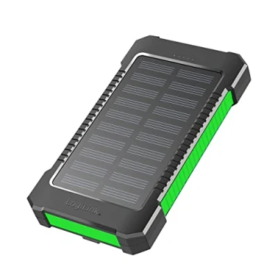 Afbeelding van Powerbank op zonne energie met 8000 mAh, zaklamp, gelijktijdig opladen van 2 apparaten (2 x USB type A), zwart groen