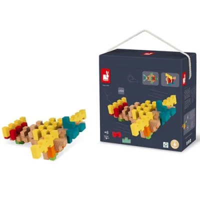 Afbeelding van Janod Houten constructieblokken 100 stuks
