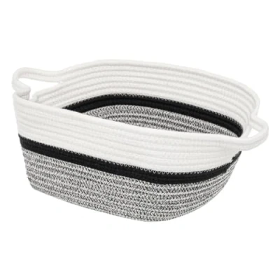 Afbeelding van Decoratie opbergmand met hengsels 14 liter grijs/zwart/wit 31 x 15 cm van polyester Opbergmanden
