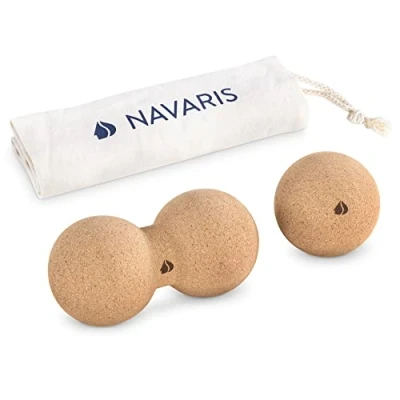 Afbeelding van Navaris 2 delige Kurken massageset Bevat pindabal en massagebal rollers Voor rug spieren zelfmassage van fascia