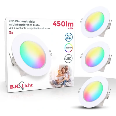 Afbeelding van B.K.Licht Inbouwlamp 3er Set RGB LED Badeinbaustrahler, IP44, 3.000K, Ø9,2cm (3 delig)