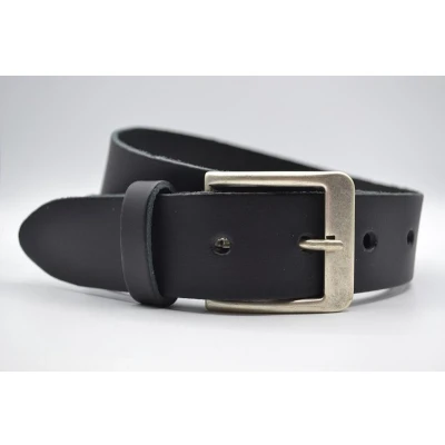 Afbeelding van 4cm brede zwarte echt lederen jeans riem maat 115