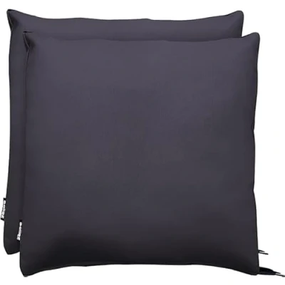 Afbeelding van Goliez® Set van 2 stoelkussens, 45 x cm, met vulling, comfortabel zitkussen voor tuinstoel, outdoor, tuinmeubelen, stoelkussen, indoor stoelkussen (2, antraciet, 5 cm)