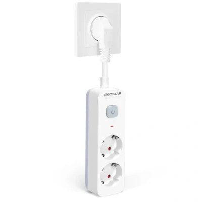 Afbeelding van Aigostar Stekkerdoos, verlengstopcontact met 2 stopcontacten, meervoudige stekkerdoos schakelaar, wit
