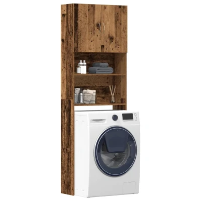 Afbeelding van Wasmachinekast 64x24x190 cm bewerkt hout oud houtkleurig